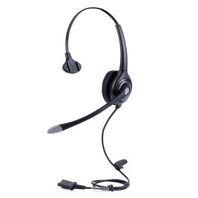 Monaural Call center telephone headset with Plantronics QD connecting with USB, RJ11, DC2.5,3.5 cable optional