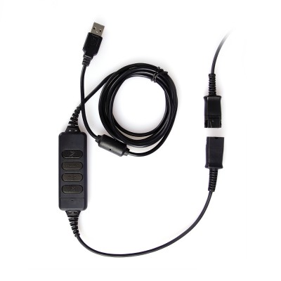 USB QD adapter cable *DA80 with volume control and mute switch compatible with Plantronics or Jabra Headsets