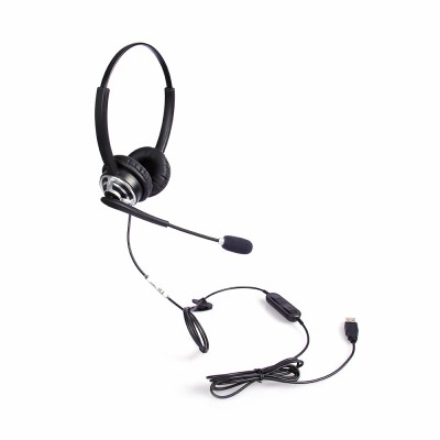 Noise cancelling  USB headset for call center or office with volume control and mute switch for Skype, lync or teams platform