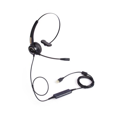 Monaural Call center computer USB headset with volume and mute controller