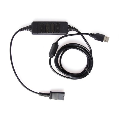 DA80 USB QD quick disconnecting adapter cable with in line volume and mute control compatible with Plantronics or Jabra headsets