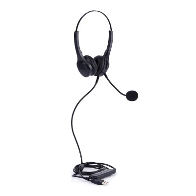 Cheap binaural call center USB headset telephone headset with volume control and mute switch for remote work