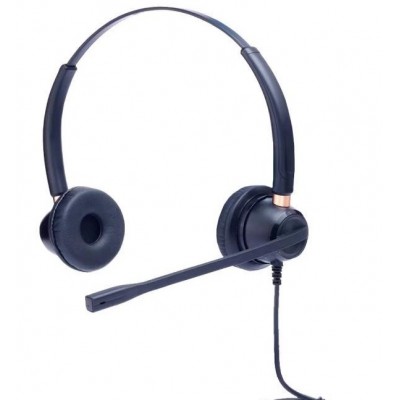 High quality call center headset with Plantronics QD plug connecting with USB, RJ11, DC2.5, 3.5mm cable